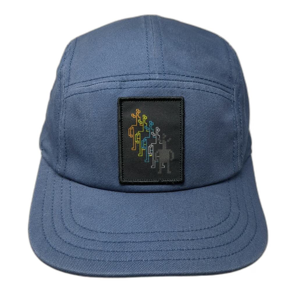 Smartwool 5 Panel Blue Hat One Size Adjustable Slideback Logo Pixel Art Patch